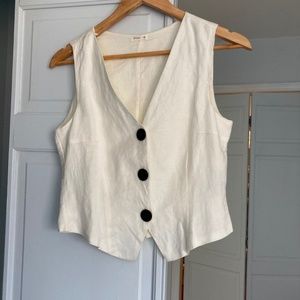 Oysho Linen Womens Vest Small Cream